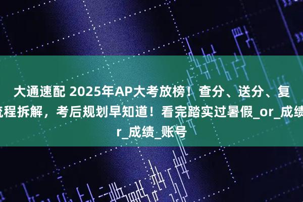大通速配 2025年AP大考放榜！查分、送分、复议全流程拆解，考后规划早知道！看完踏实过暑假_or_成绩_账号
